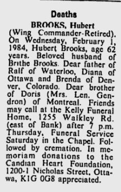  PHOTO of Hubert Brooks Newspaper Obituary